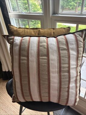 Studio McGee Striped Cream and Brown Accent Pillow Duo